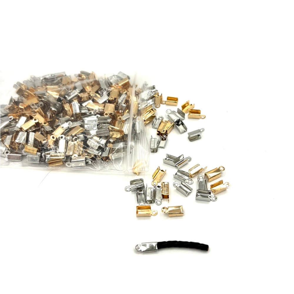 Bag of Cord Crimp Ends for Jewelry Making Silver and Gold Findings